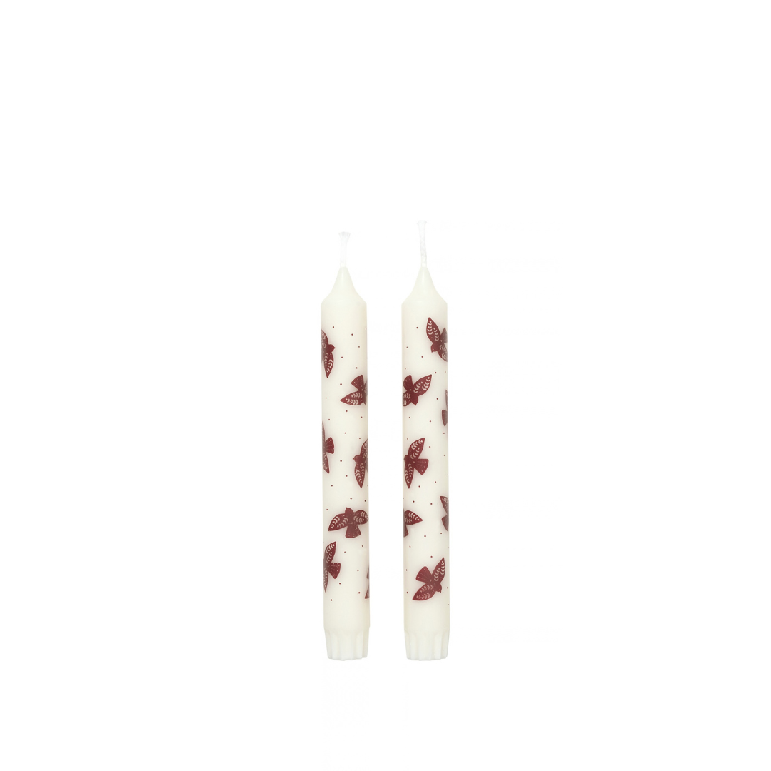 Saga Taper Candle w Print Bird
