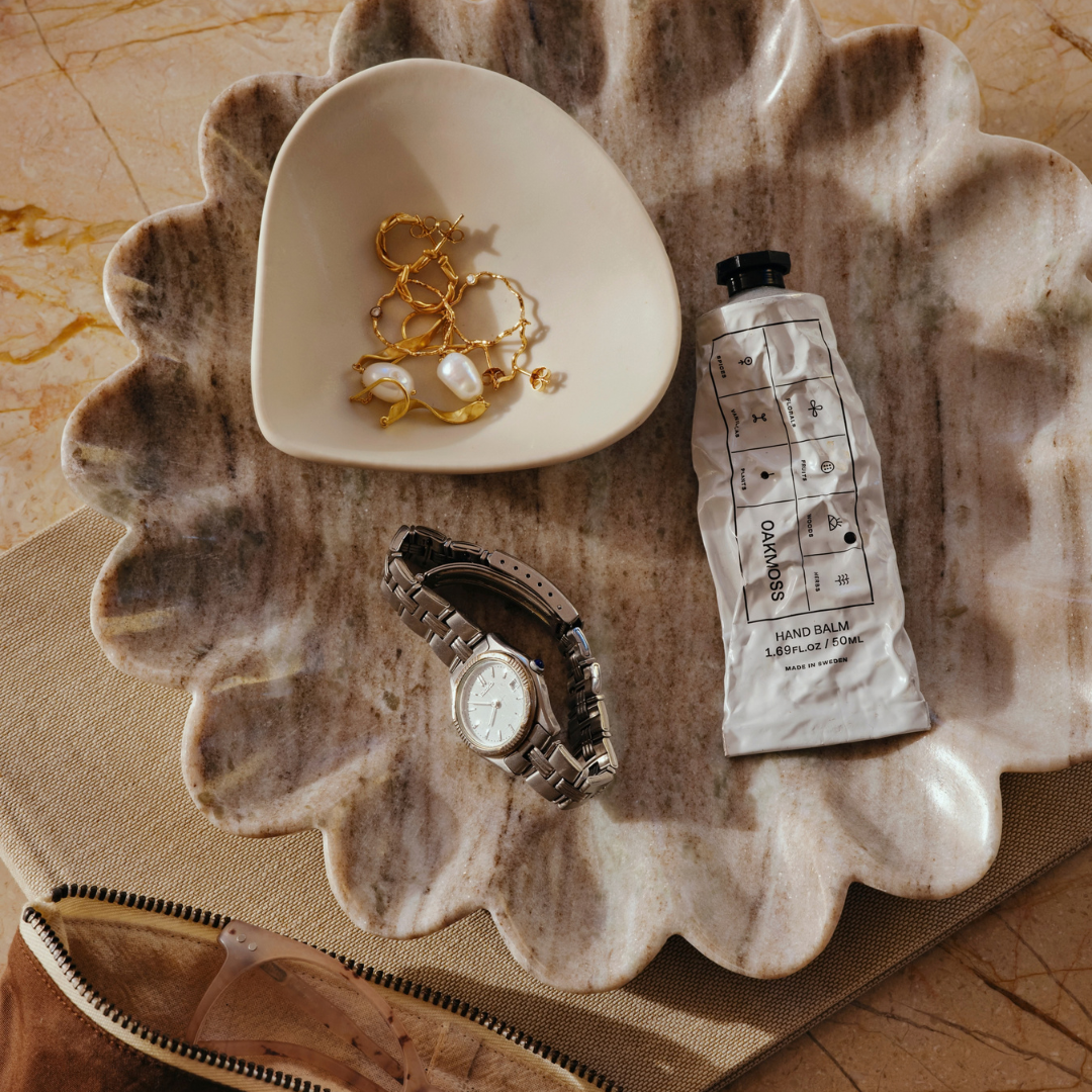 Amelia Deco Plate, Marble, Brown