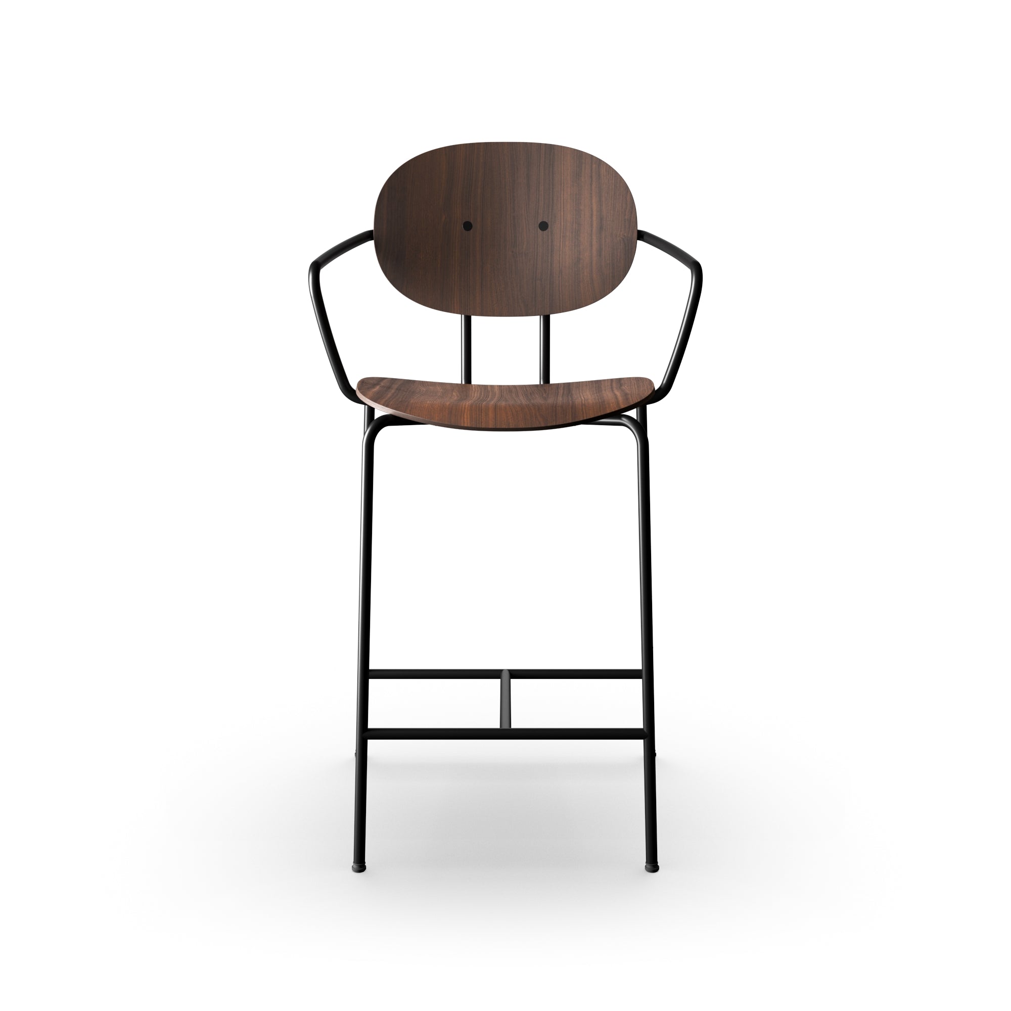 Sibast Piet Hein Counter and Bar Stool Wood and Upholstered Black Frame With Armrest