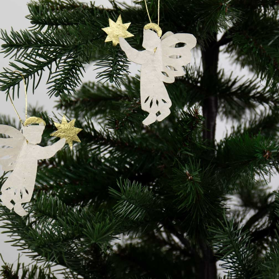 Gloria Christmas ornament 6-p, offwhite/gold