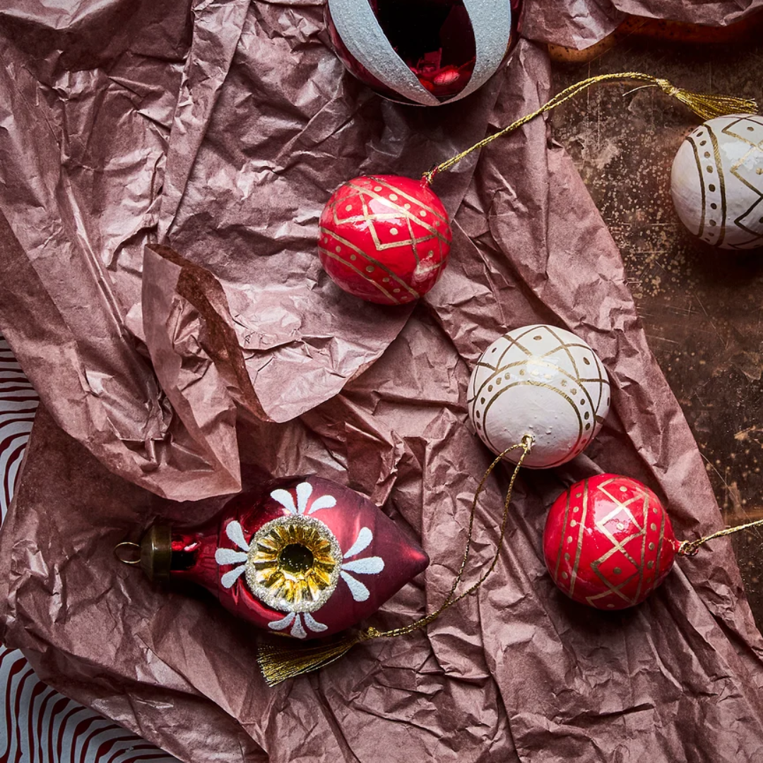 Mach Christmas Baubles - Red & Rose