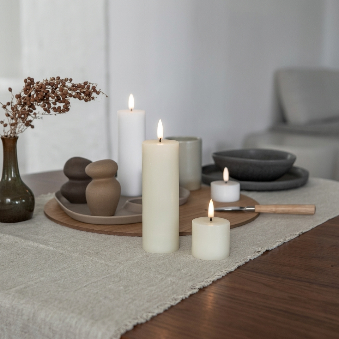 LED Pillar Candle, Ivory, 5x14.5cm
