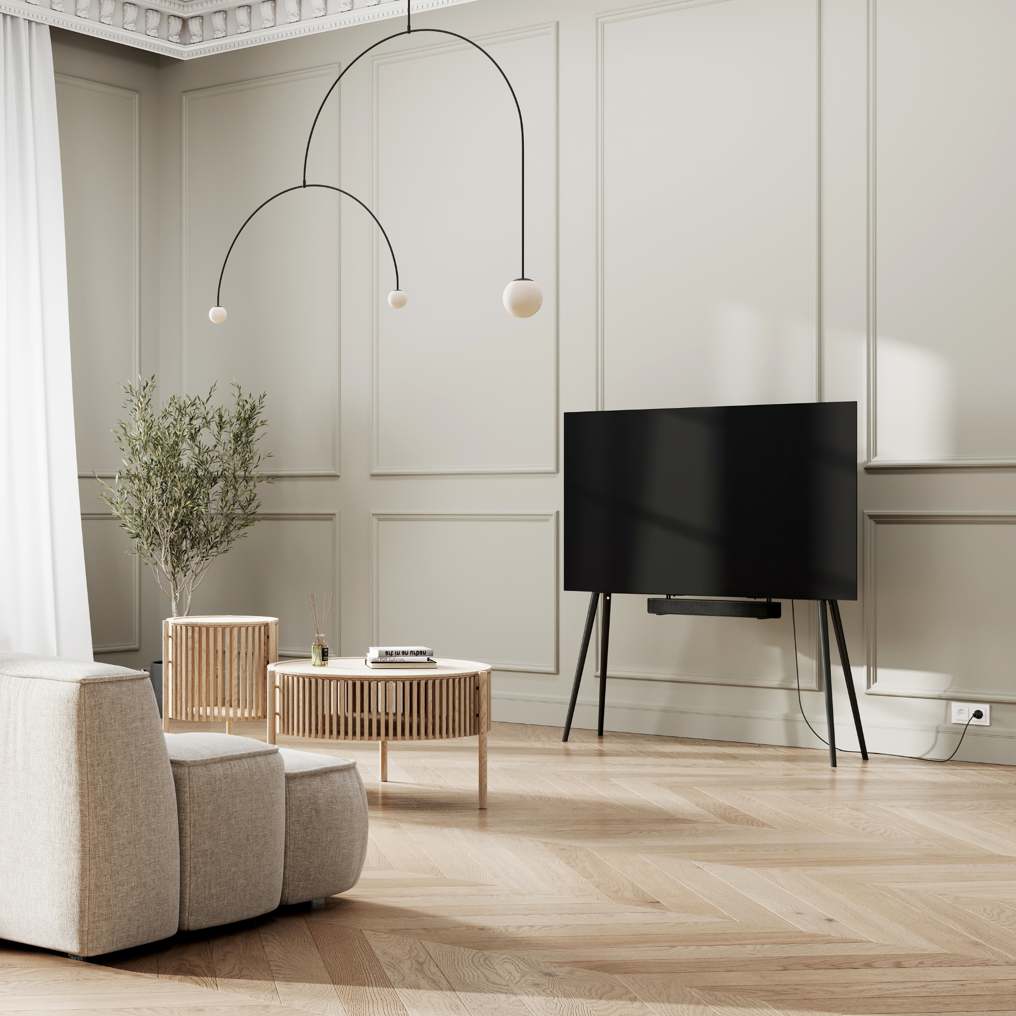 JALG TV-Stand Birch XL / Black 55" - 77"