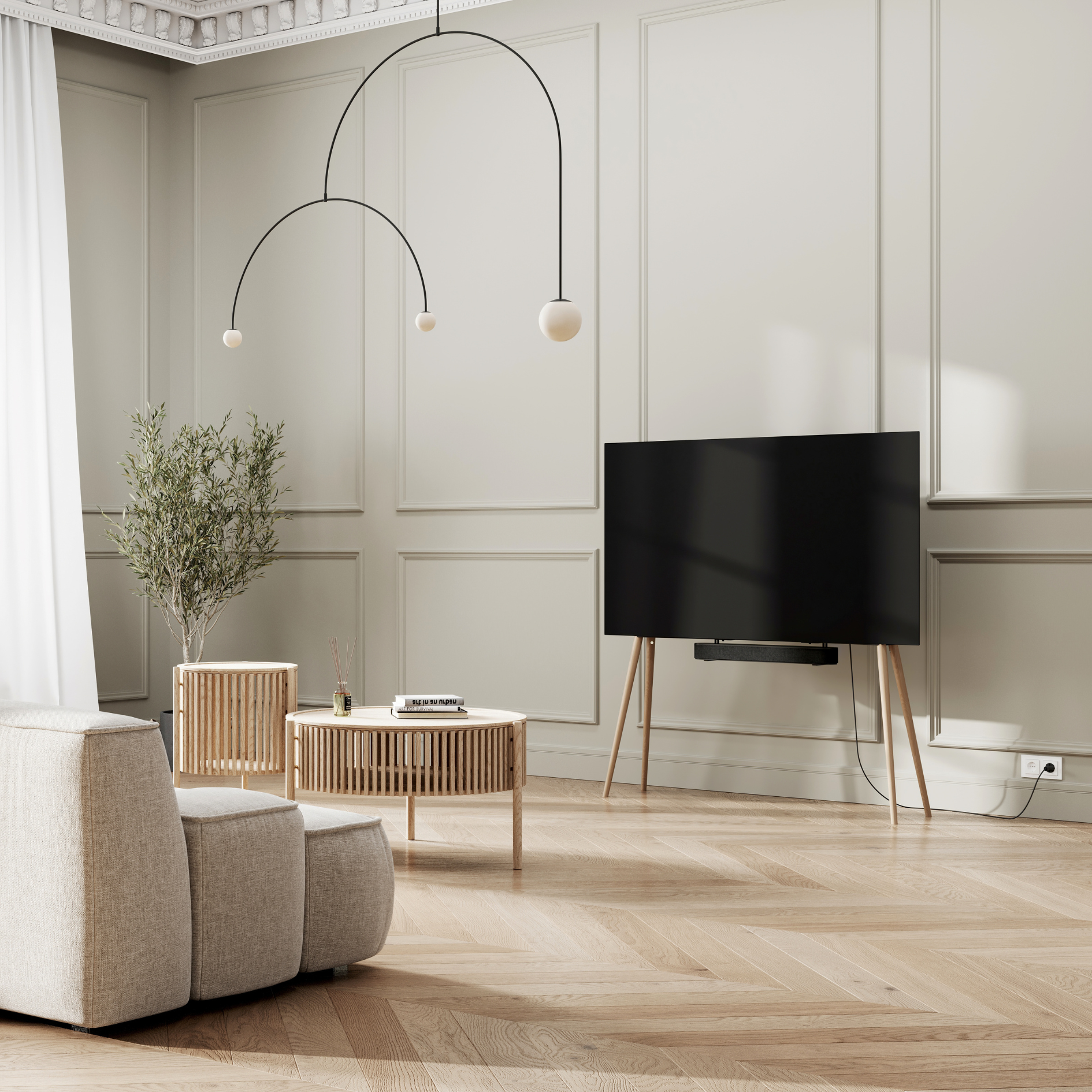 JALG TV-Stand Birch XL / Natural Glossy 55" - 77"