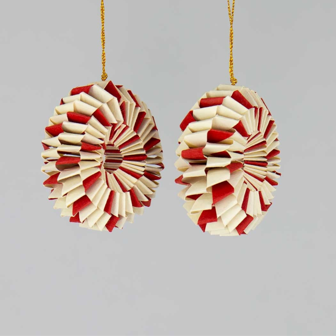 Spin Christmas ornament 2-p, white/red