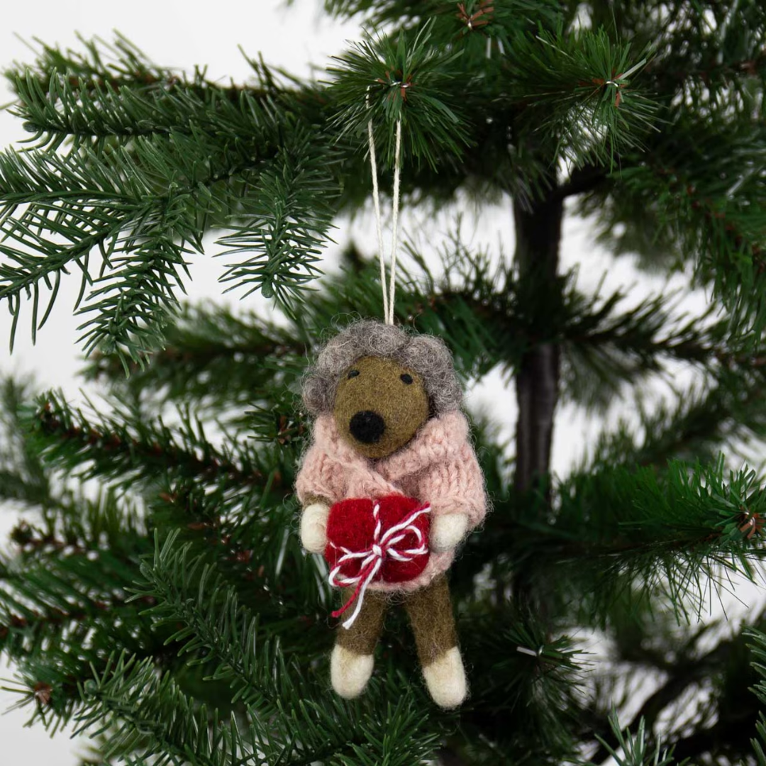 Bear with Christmas Present Christmas ornament