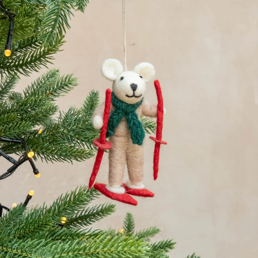 Skiing Mouse Christmas ornament